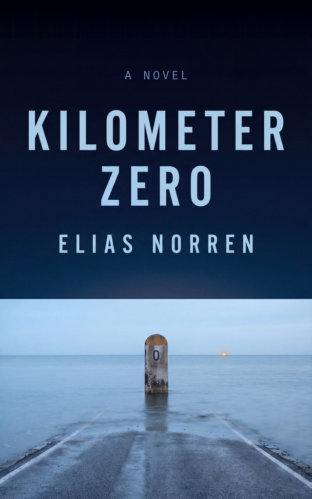 Kilometer Zero cover — a weathered kilometre marker numbered zero standing in still water at the end of a flooded road